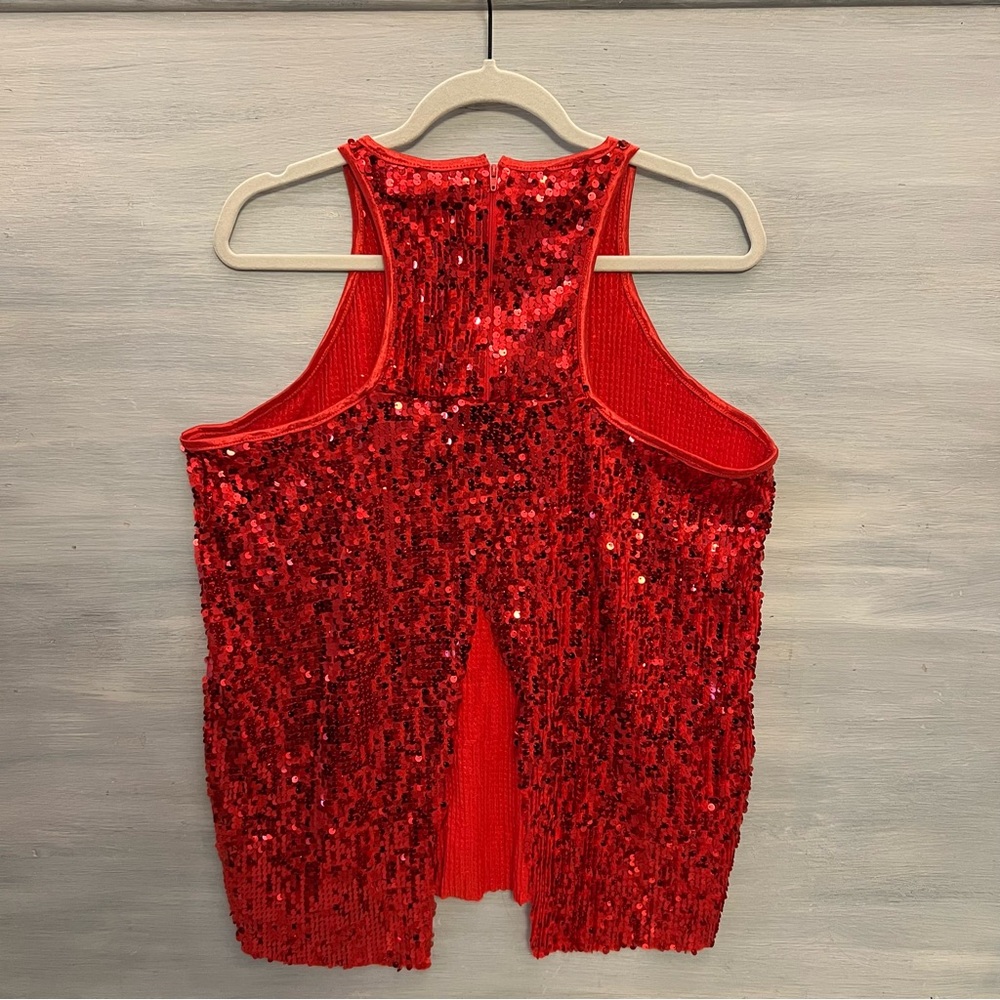 Balera Dance Wear Red Sequined Open‎ Razor Back Tank Top Large GC - Picture 5 of 8